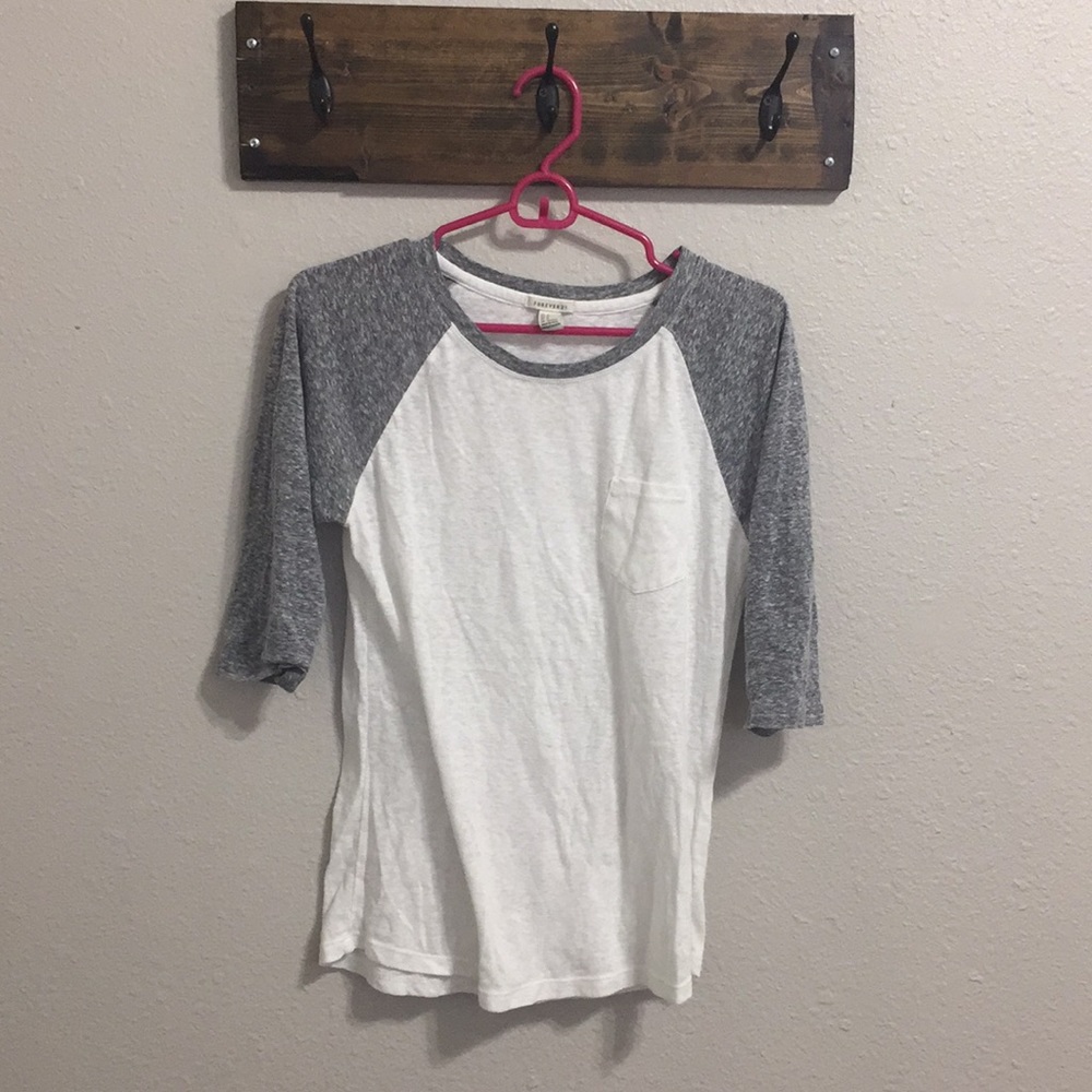 Causal White + Grey Baseball Tee